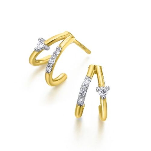 Pendientes aro oro 18k bicolor y diamantes - GB144OA.00