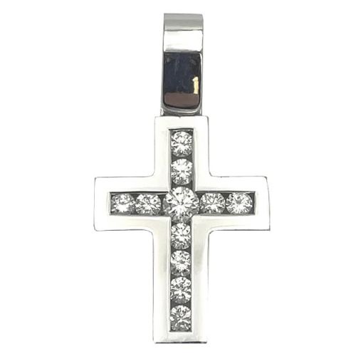 Creu en or blanc i diamants - 8695Z-04