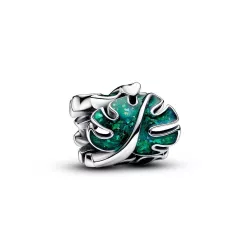 Charm en plata de ley Hojas Monstera Verdes - 793332C01