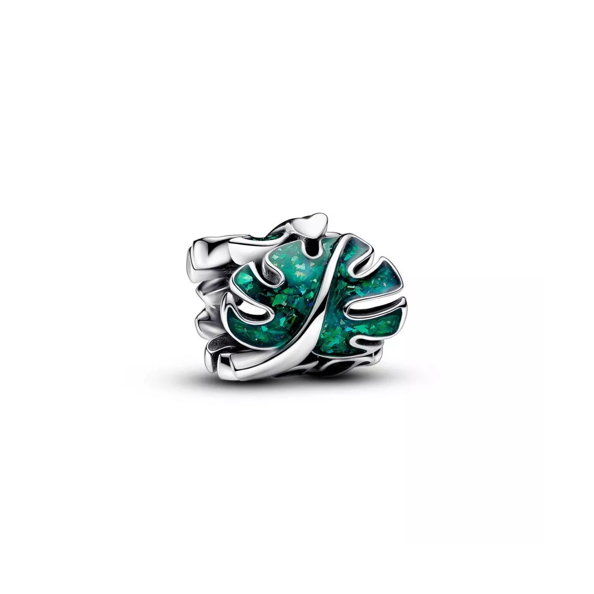 Charm en plata de ley Hojas Monstera Verdes - 793332C01