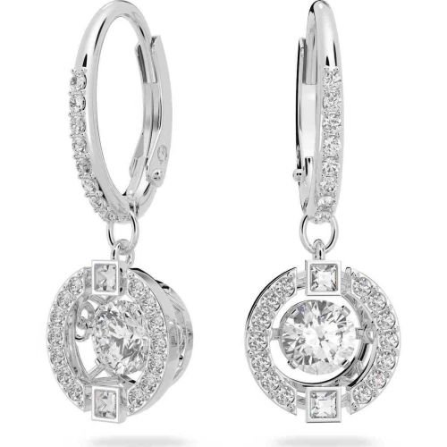 Arracades Swarovski Sparkling Dance, Talla rodona, Blancs, Bany de rodi - 5504652