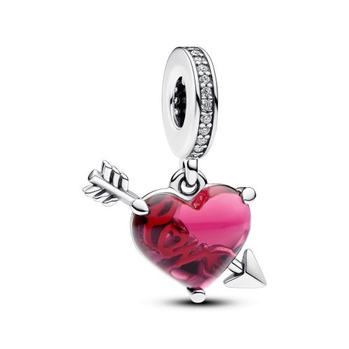 Charm Penjoll de Cristall de Murano en plata Cor Roig i Fletxa - 793085C01