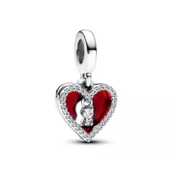 Charm Colgante Doble en plata Corazón Rojo y Cerradura - 793119C01