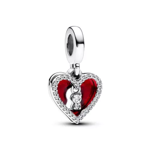 Charm Colgante Doble en plata Corazón Rojo y Cerradura - 793119C01