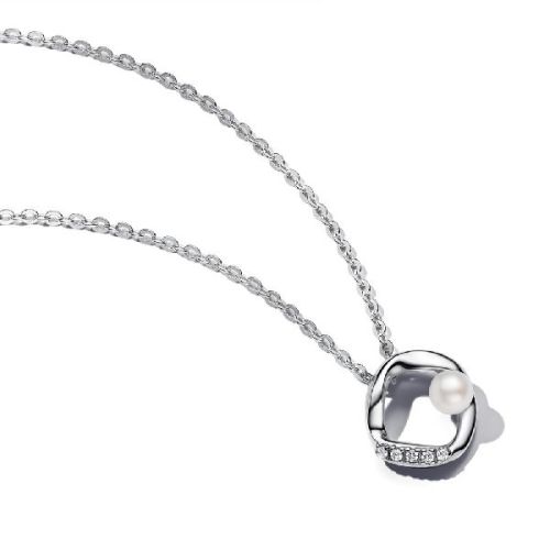 Collar Cercle Forma Orgànica en Pavé i Perla Cultivada - 393303C01-45