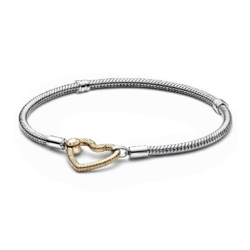 Pulsera Moments plata/oro Cadena de Serpiente Cierre Corazón - 569539C00-19