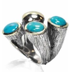 Anillo STYLIANO Oro, Plata y Turquesa - ASP 1539T