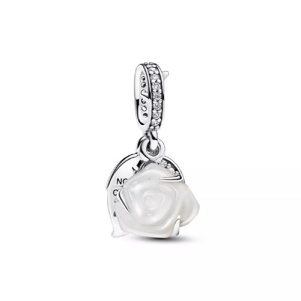 Charm Colgante Doble Rosa Blanca Floreciendo Plata de primera ley - 793200C01