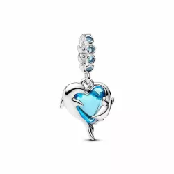 Charm Colgante Delfines de Cristal de Murano Azul Plata - 793924C01