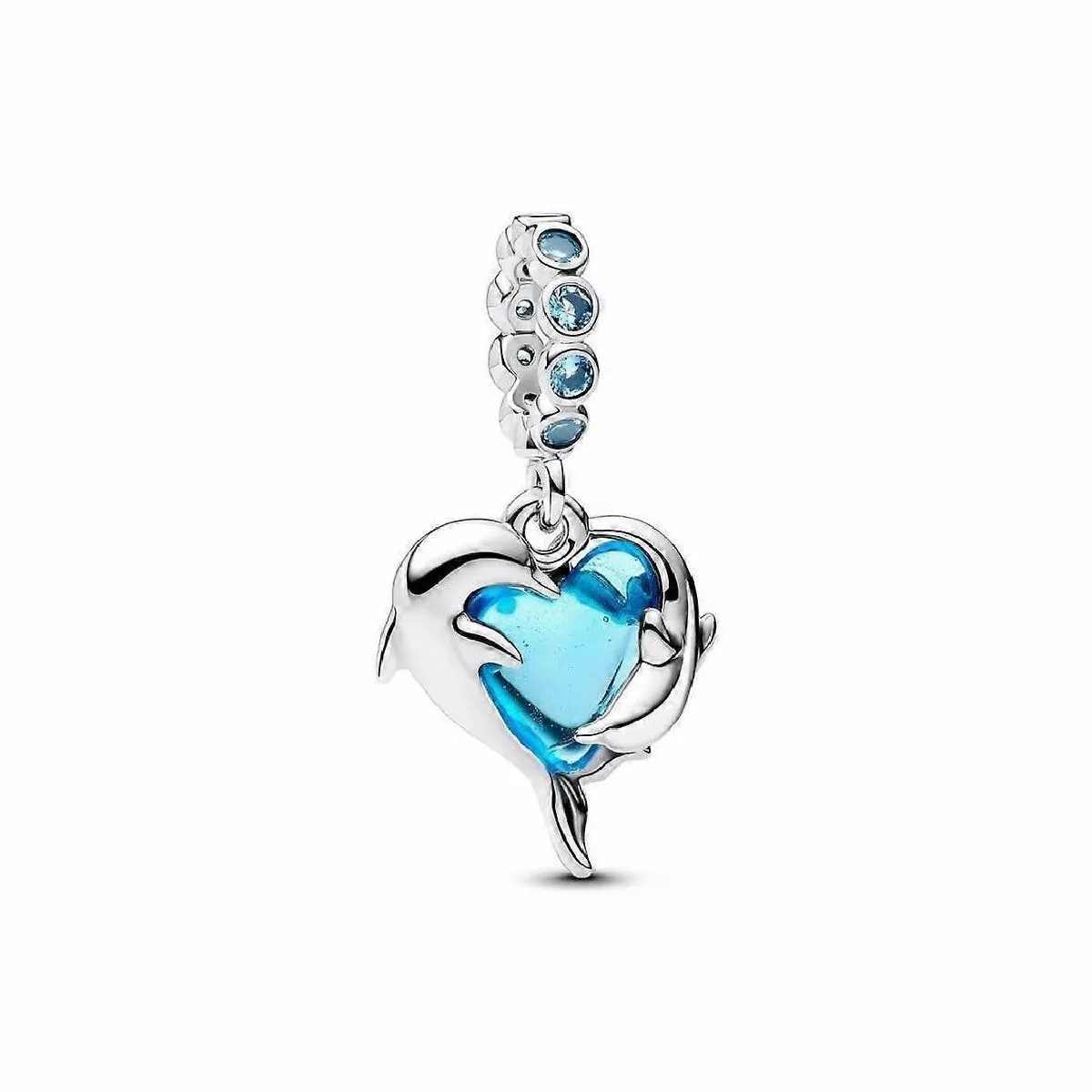Charm Colgante Delfines de Cristal de Murano Azul Plata - 793924C01