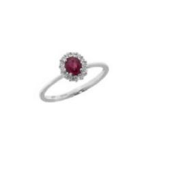 ANELL OR BLANC 18KL AMB RUBÍ CENTRAL I BRILLANTS - AA032251RB
