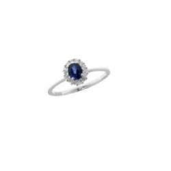 ANELL OR BLANC DE 18KL AMB SAFIR CENTRAL I BRILLANTS - AA032251ZF