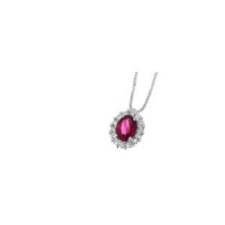 Collar oro blanci 18k con rubí y 14 diamantes - CLN012089RB