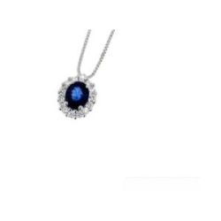 Colgante oro blanco 18k con zafiro con 4 grapas y 14 diamantes - CLN012089ZF
