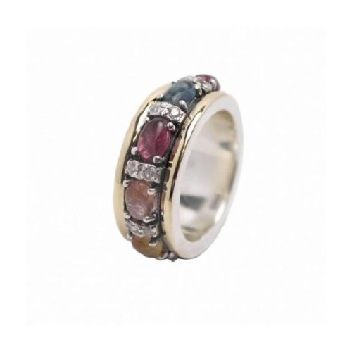 ANILLO ORO Y PLATA CON TURMALINAS - AR 186