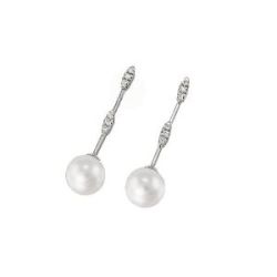 ARRACADES D’OR BLANC AMB BRILLANTS I PERLA - 163022