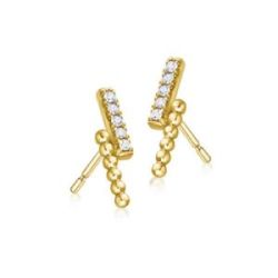 ARRECADES D’OR GROC AMB BARRES DE BOLES I DIAMANTS - GB202OA.00