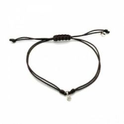 PULSERA ORO BLANCO CON DIAMANTE Y MACRAME - PB 081296