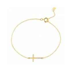 PULSERA ORO AMARILLO CON CRUZ Y BRILLANTES - PB 084573