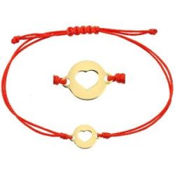PULSERA ORO AMARILLO DE HILO CON MEDALLON CORAZON - PO 051133