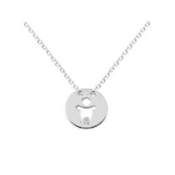 COLLAR NIÑO DE ORO BLANCO CON BRILLIS - CB 053701