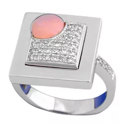 ANILLO DE ORO BLANCO CON ROSA Y DIAMANTES - 16777 B