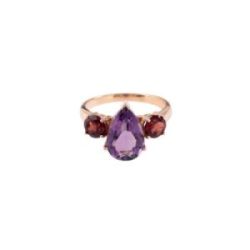 ANILLO ORO ROSA CON AMATISTA Y GRANATES - AN48-7