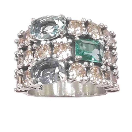 ANILLO PLATA 3 TIRAS SKY VERD AMATISTA - 11006