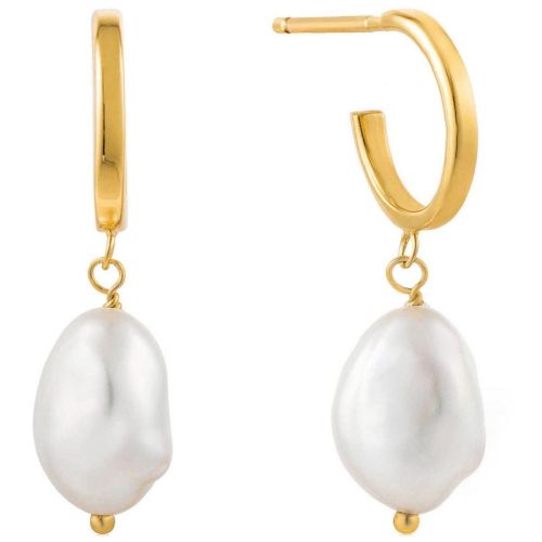 PENDIENTES ORO DE ARO CON PERLA - E019-02G