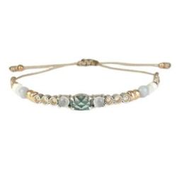 PULSERA SEMI ESCLAVA CON CALCEDONIA VERDE - 10835V