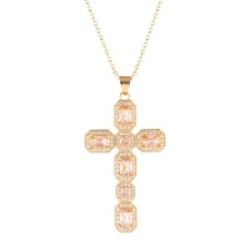 COLLAR BRONZE BANY OR CREU AMB PEDRES - BJUKOM12