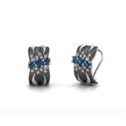 ARRACADES PLATA AMB SAFIR BLANC I TOPAZI BLAU - 5SFM006E
