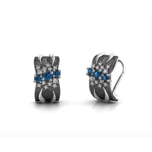 ARRACADES PLATA AMB SAFIR BLANC I TOPAZI BLAU - 5SFM006E