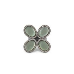 ANILLO EN PLATA, ORO, OLIVINA Y CIRCONITAS CHAMPÁN - 7TUT011RGR14