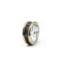 ANILLO DE PLATA Y ORO CON DIAMANTES GIRATORIOS - 7MET225R18