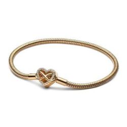 Pulsera de Cadena de Serpiente con Cierre de Corazón Infinito Brillante - 563758C01-19