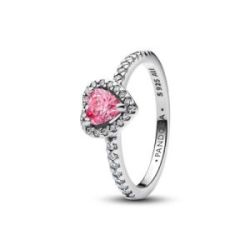 Anell Cor Rosa Elevat Plata de primera llei - 198421C03-54