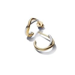 Pendientes de Aro Abiertos en Dos Tonos de Forma Orgánica - 263880C00
