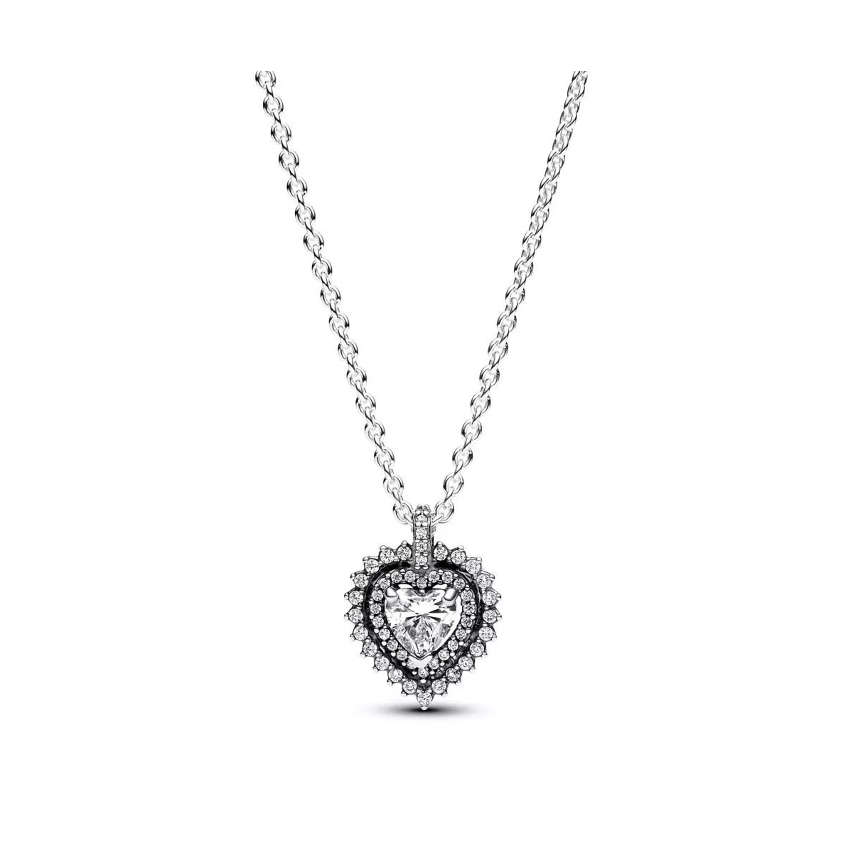 Collar en plata Corazón Halo Brillante   - 393099C01-45