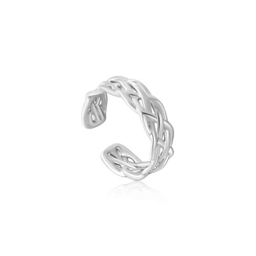 ANILLO DE PLATA FORMA DE CUERDA AJUSTABLE - R036-02H