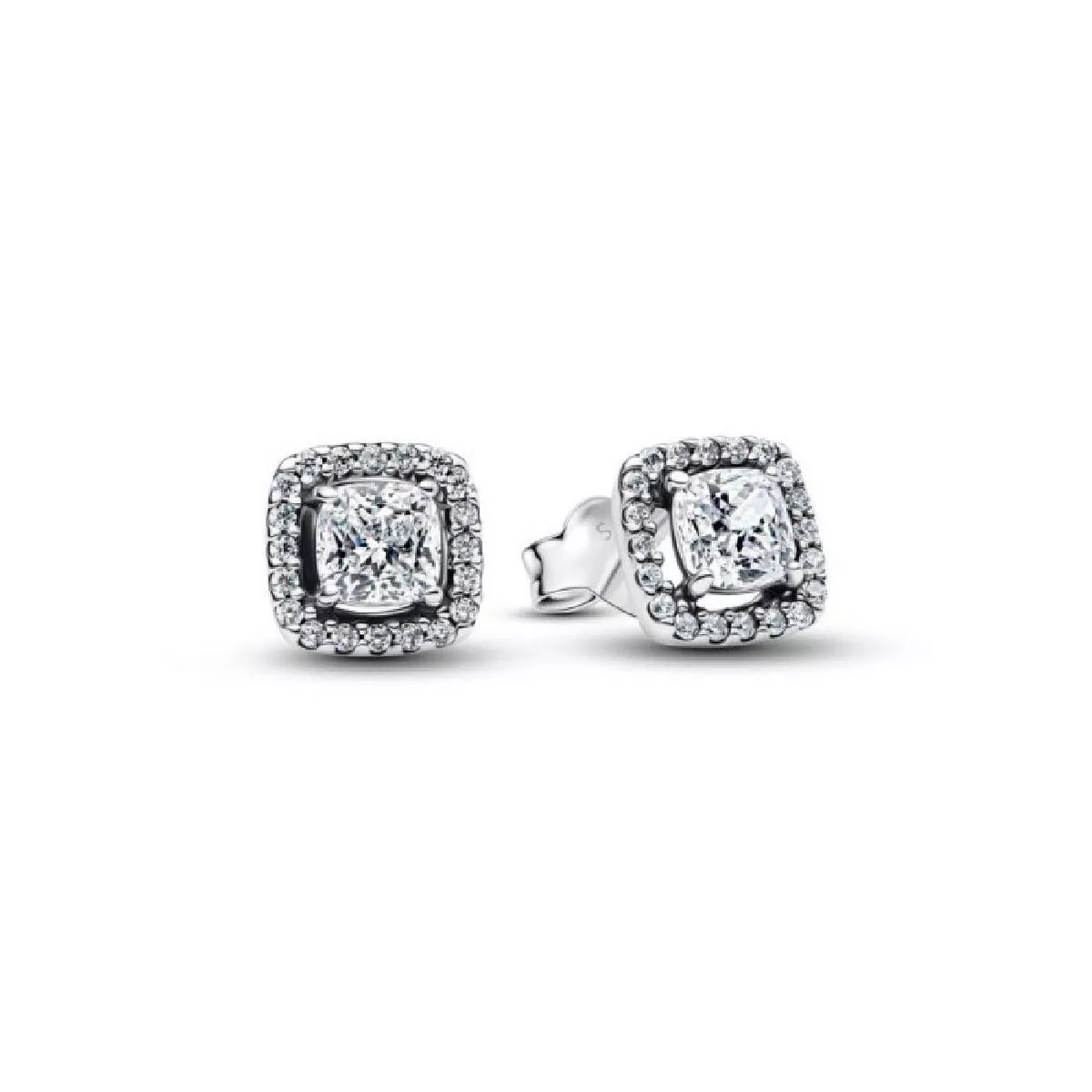 Pendientes de Botón Halo Cuadrado Brillante - 293551C02