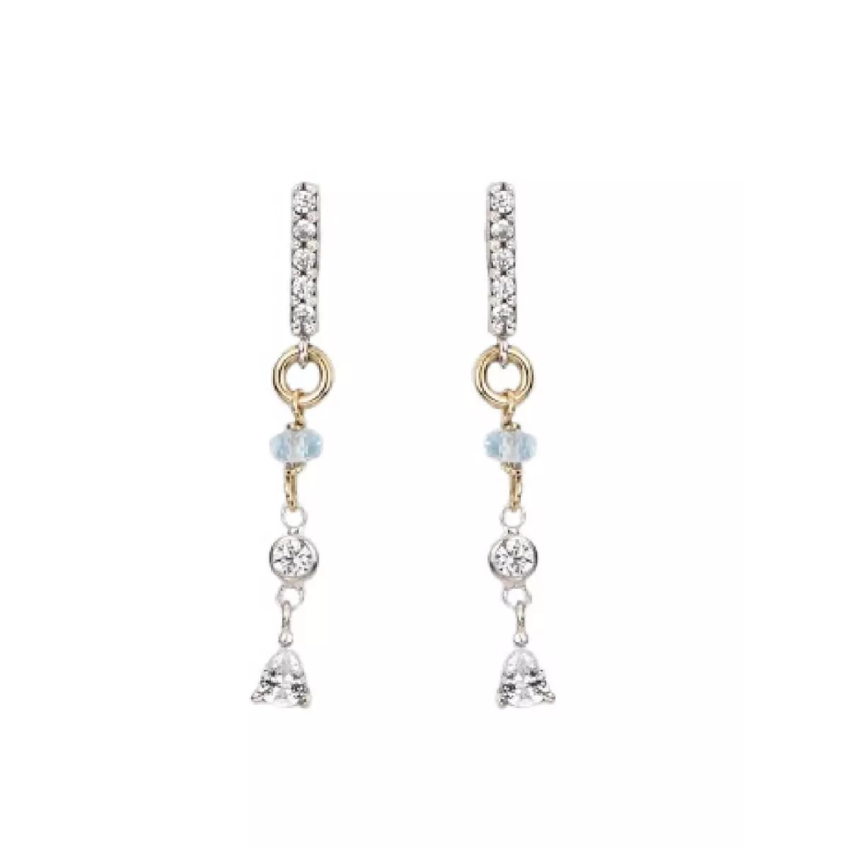 ARRECADES LLARGUES D’OR BLANC I PLATA AMB DETALLS BLAUS - 11034