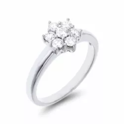 Anell Sortija de roseta en or blanc amb diamants - 993712