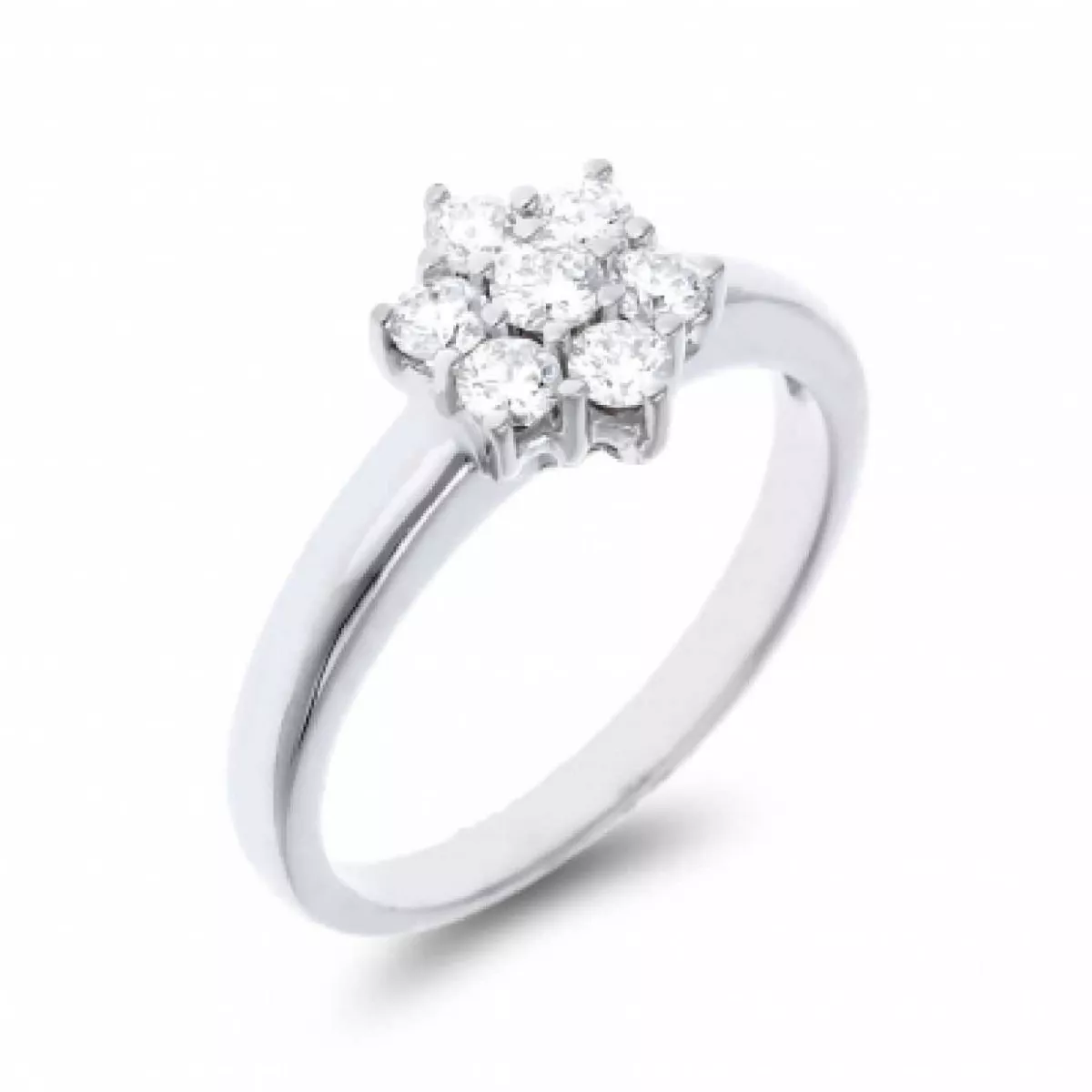 Anell Sortija de roseta en or blanc amb diamants - 993712