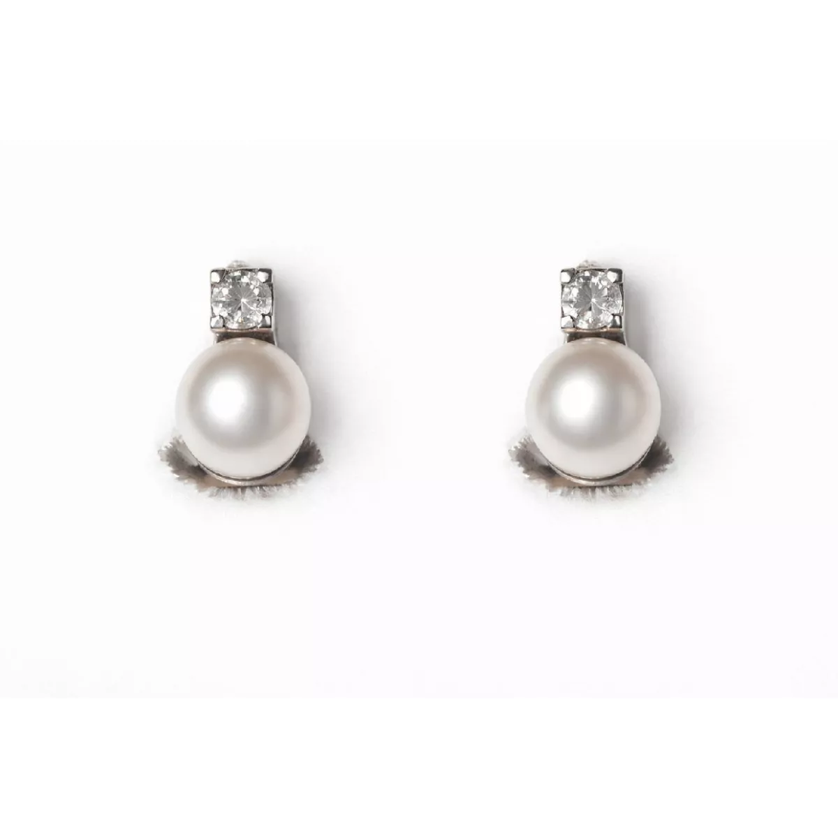 PENDIENTES TUYO ORO BLANCO CON PERLAS Y BRILLANTES - 273322M