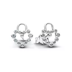 Pendientes de Botón Candado Corazón Brillante - 294419C01