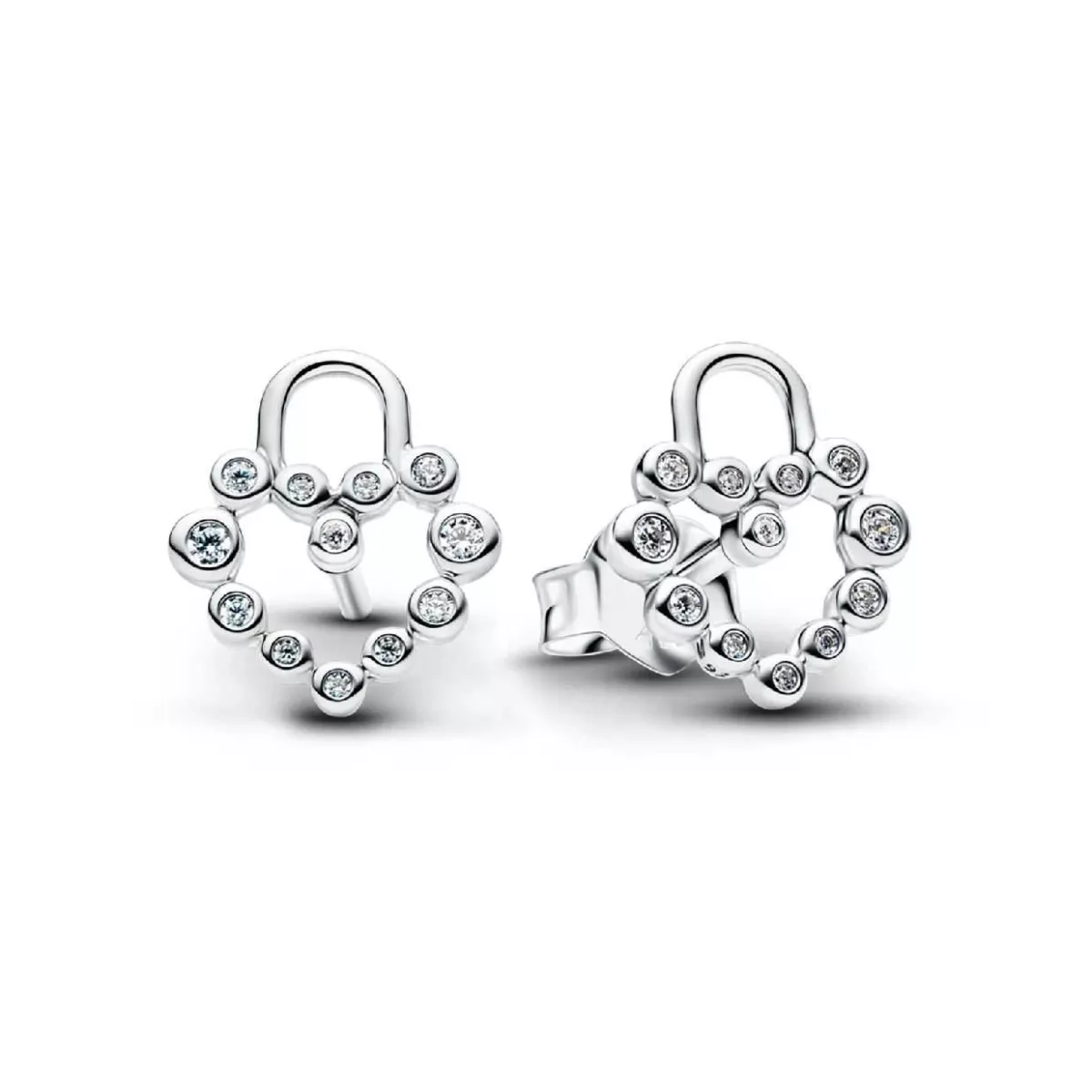 Pendientes de Botón Candado Corazón Brillante - 294419C01