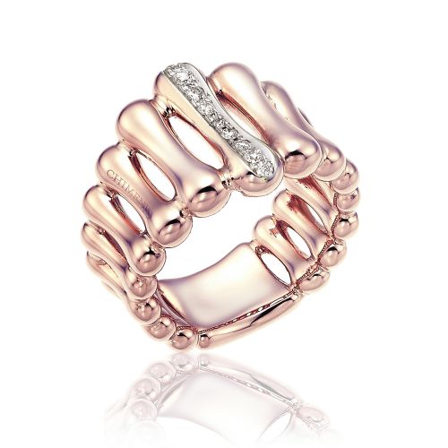 Anell Chimento Bamboo Or Rosa i Diamants
