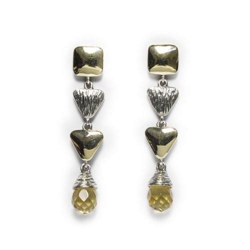 Pendientes STYLIANO Plata, Oro amarillo y Citrino - BSP 1553/B