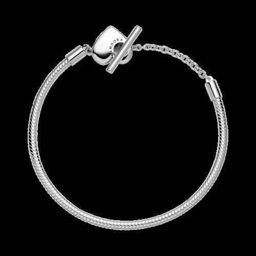 Pulsera Cadena de Serpiente con cierre en T y corazón grabable - 599285C00-17